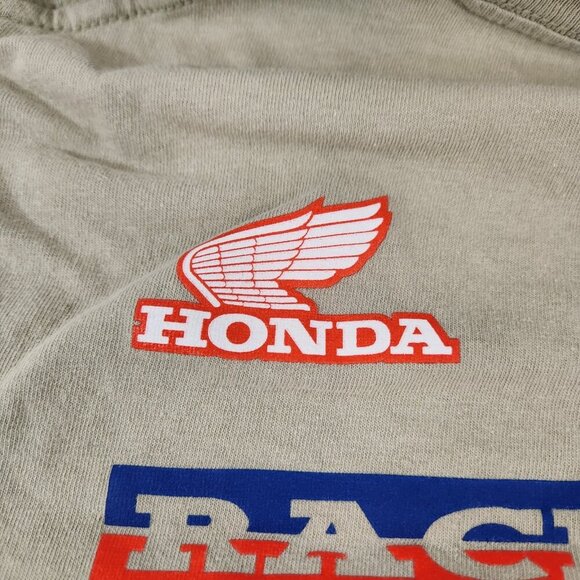 Honda Racing Team Checkered Flag Cotton T-Shirt Mens Small Beige Official - Picture 8 of 10